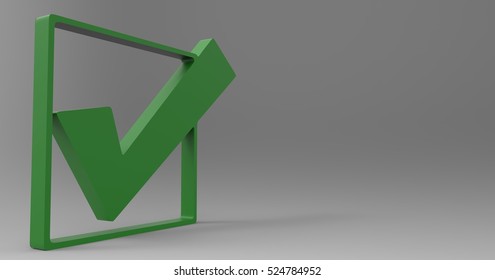 Green 3D Illustration Of A Check Mark Check Box On A Light Masked Transparent Background - Shutterstock ID 524784952