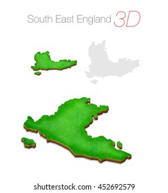 Green 3D Map - South East England UK