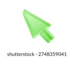 Green 3d mouse cursor arrow icon on white background. 3D Illustration