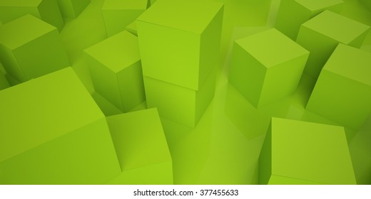 green abstract cubes background
