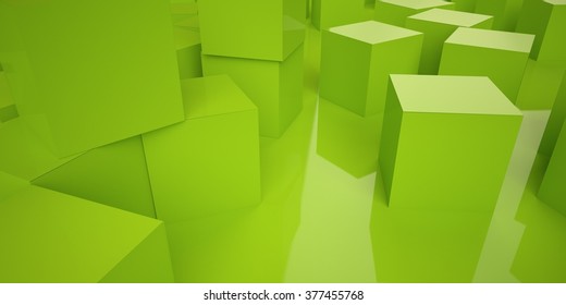 green abstract cubes background