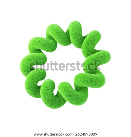 Green abstract fluffy shape. 3d design element isolated on white background.