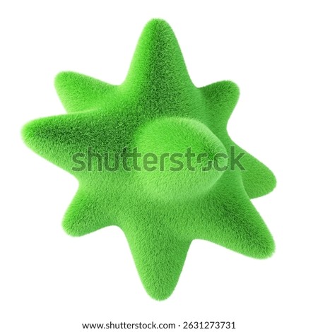 Green abstract fluffy shape. 3d design element isolated on white background.