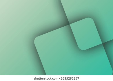 Green Abstract Gradient Background with Overlapping Rounded Squares Design