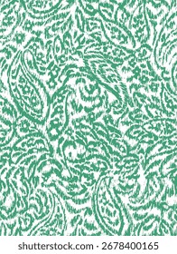  Green abstract ikat seamless pattern with a distressed texture. Bohemian ethnic vector background for home decor fabric.