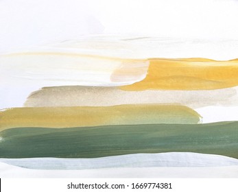 Green Abstract Paint Landscape. Modern Art Background. 