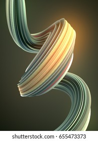 Green Abstract Twisted Shape. Computer Generated Geometric Illustration. 3D Rendering