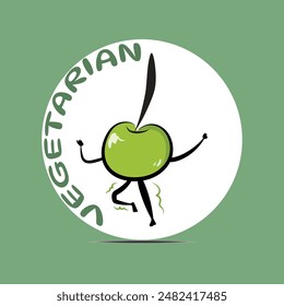 Green apple cool character commemorates world vegetarian day - Powered by Shutterstock