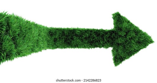 Green Arrow With Grass Texture - 3D Rendering On White Background