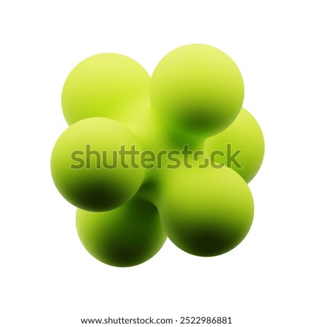 green atom 3d shape icon illustration, 3D render of simple geometric shape in vibrant bright green color on white background