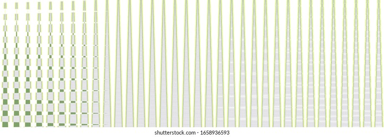 Green background with a graphic pattern of lines and stripes, texture of white squares and rectangles. Modern abstract design in bright colors, a template for a screensaver.