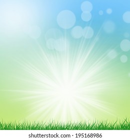 Green Background Green Grass Sunburst Stock Illustration 195168986 ...