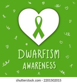 Green background with heart and green ribbon for dwarfism awareness mouth. - Powered by Shutterstock