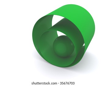 green ball abstract background. 3d