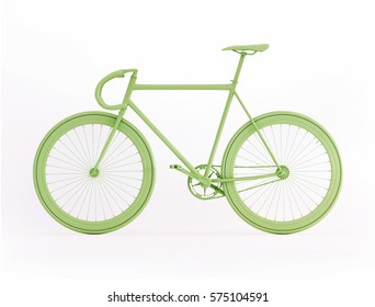 Green Bicycle 3D Rendering Isolated On White