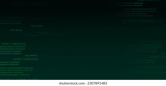 Green binary numbers 0101 code on dark background. Data Stream for infosec and cryptography