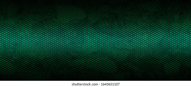 green and black carbon fibre background and texture. 3d illustration. extreme widescreen for website template.