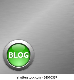 green blog internet computre button on metal