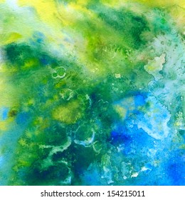 Green and blue abstract watercolor background, scanned in high resolution