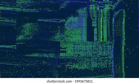 Green blue digital glitched abstract texture of TV signal glitch error and pixel sorting effect in colorful psychedelic colors. 3D illustration of pixelated video damage chaos and cyberpunk background - Powered by Shutterstock