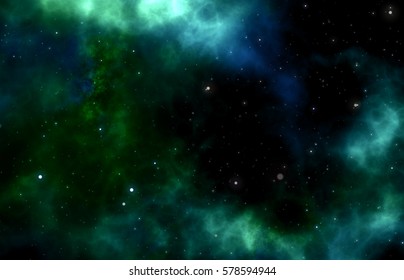 Green Blue Galaxy With Stars