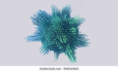 Green And Blue Morphing Sphere. Abstract Illustration, 3d Render.