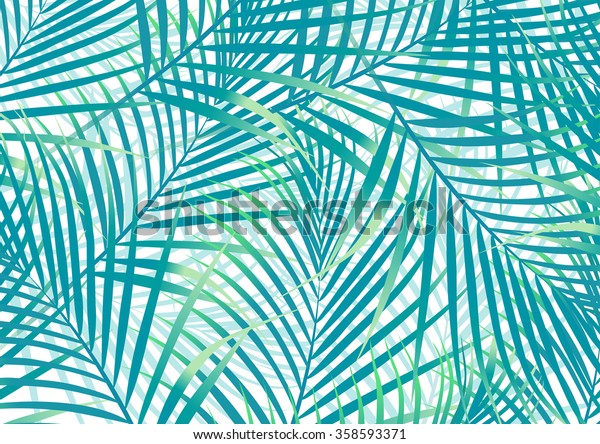 Green Blue Palm Leaves Background Stock Illustration 358593371