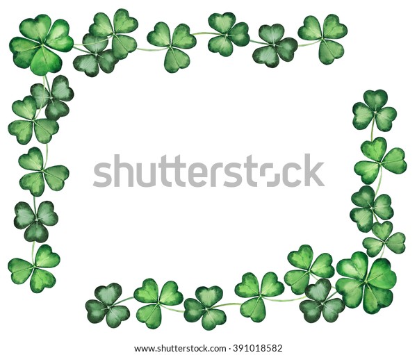 Green Border Pattern Clover Trefoil Leaves Stock Illustration 391018582