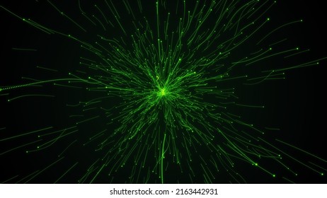 green bright rays. cosmic explosion rays