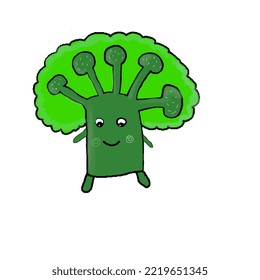 Green Broccoli. Children's Drawing. Healthy Food.
