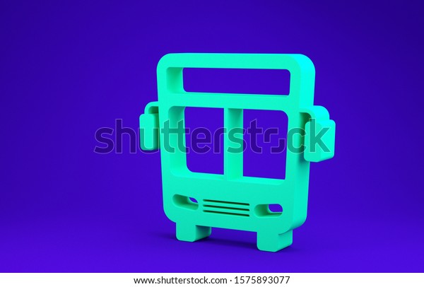 Green Bus icon\
isolated on blue background. Transportation concept. Bus tour\
transport sign. Tourism or public vehicle symbol. Minimalism\
concept. 3d illustration 3D\
render