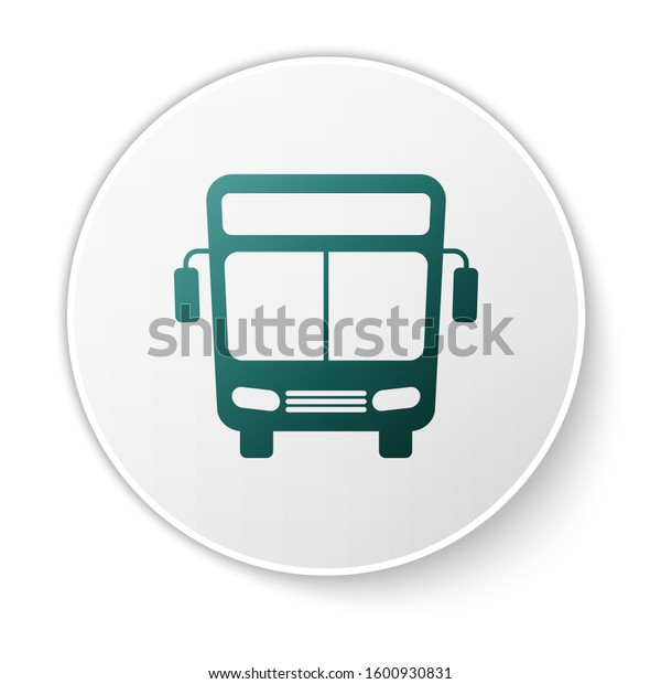 Green Bus icon isolated on white background.\
Transportation concept. Bus tour transport sign. Tourism or public\
vehicle symbol. White circle button.\
