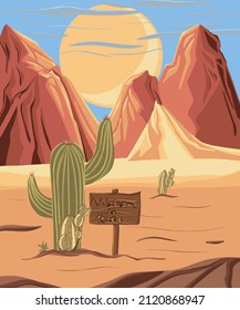 Cactus vert dans le désert américain avec le panneau "Bienvenue au Texas"