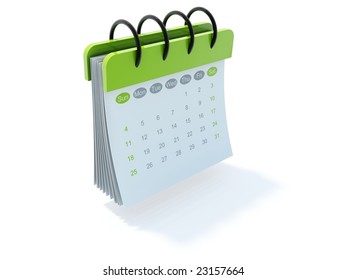 Green Calendar Icon Isolated On White