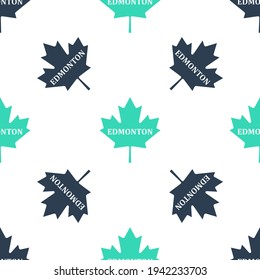 Green Canadian Maple Leaf With City Name Edmonton Icon Isolated Seamless Pattern On White Background