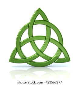 Green Celtic Trinity Knot Isolated On White Background