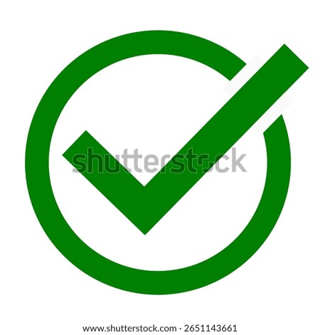 A green check mark inside a circle, symbolizing approval, completion, or correctness. Isolated on a white background.