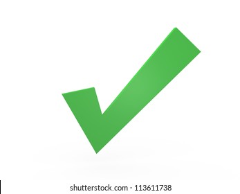 Green Check Mark, Isolated On White Background.