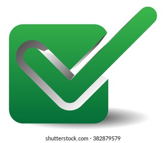 Green Check Mark Over Square Tick Stock Illustration 382879579 ...