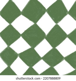 Green Checkered Pattern Illustration Hand Drawn