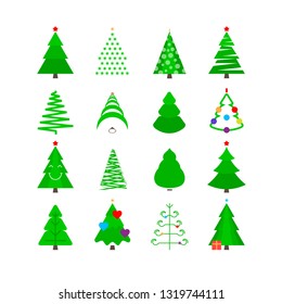 Collection Christmas Trees Modern Flat Design Stock Vector (royalty 