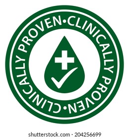 Green Circle Clinically Proven Icon, Sticker Or Label Isolated On White Background 