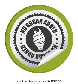 Green Circle No Sugar Added Product Label, Campaign Promotion Infographics Flat Icon, Peeling Sticker, Sign Isolated On White Background 