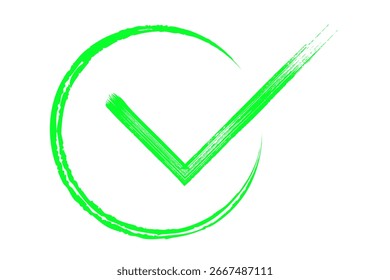 Green circle tick icon vector with transparent background