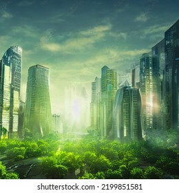 Green City Of The Future. City Of The Future. Harmony Of City And Nature. 