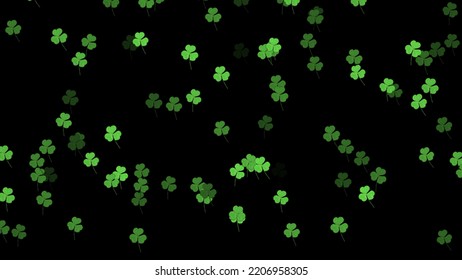 Green Clover Leaves Closeup. NGreen Clover Leaves Close Up. Nature Background. HD 4k Video, Black Background Overlay Mode.ature Background. UHD 4k Video