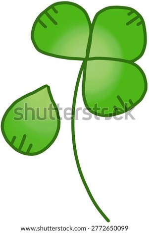 
Green four‑leaf clover with one fallen leaf symbol for good luck hobby and diary decoration