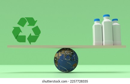 green color recycle gradient bottle water earth world planet global symbol decoration  world water save earth ecology clean energy power natural environment organic pollution international 3d render