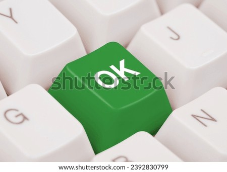 Green Computer Key with "OK"