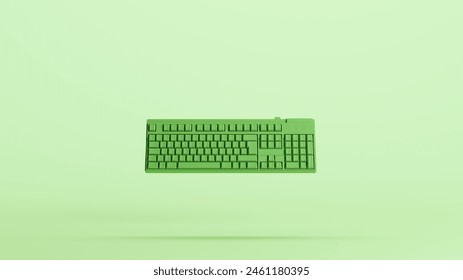 Green computer keyboard keyboard keys computer technology equipment soft tones mint background 3d illustration render digital rendering